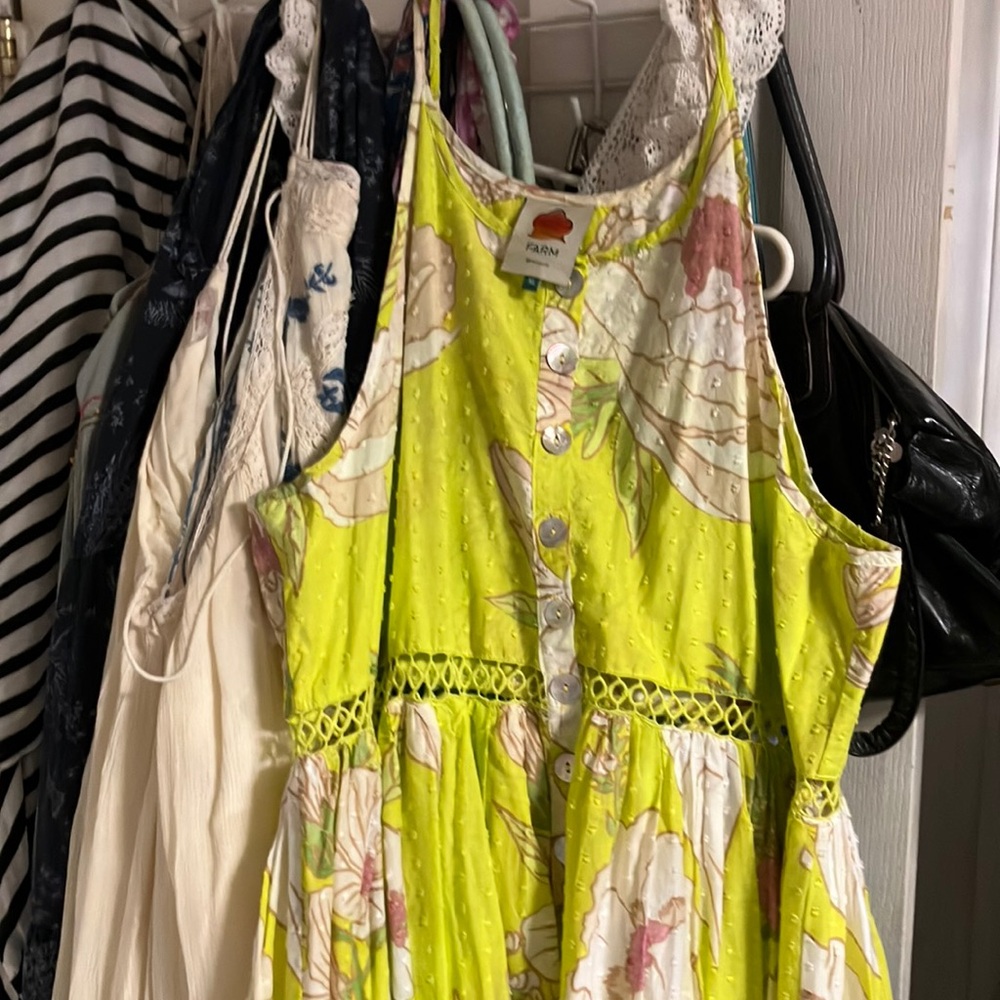 Farm Rio dress, chartreuse extra-large NWOT